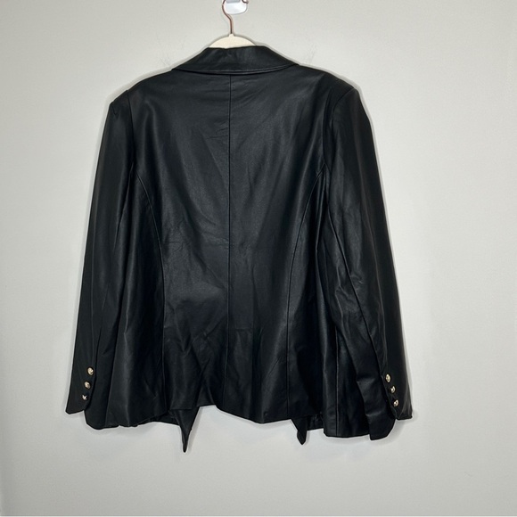 City Chic Black Faux Leather Royalty Double Breasted Blazer Size XL 22 NWT Edgy - Picture 3 of 13